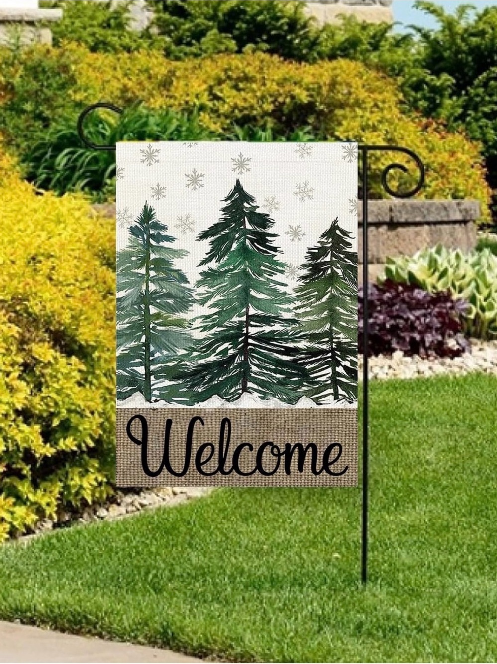 ✴️New✴️”Welcome”Evergreen Garden Flag